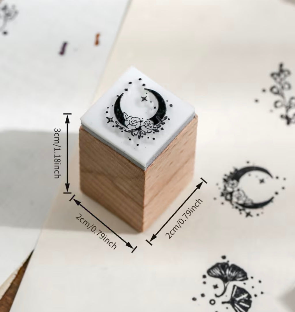 16pcs Box Vintage Floral Wooden Rubber Seal Stamp