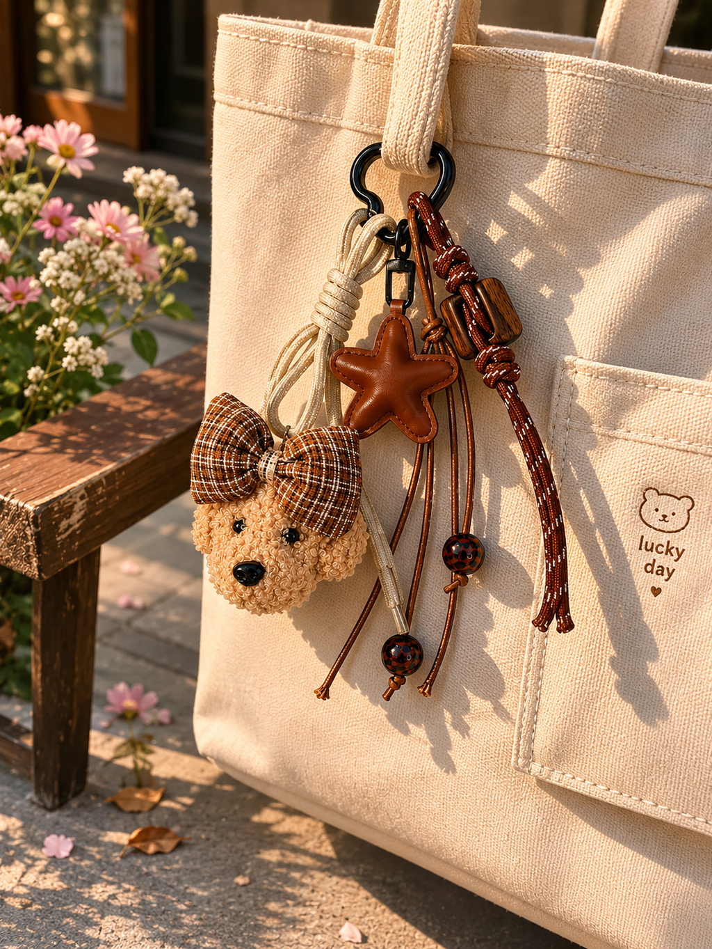 Cozy Teddy Bear Puppy Bag Charm/Keychain