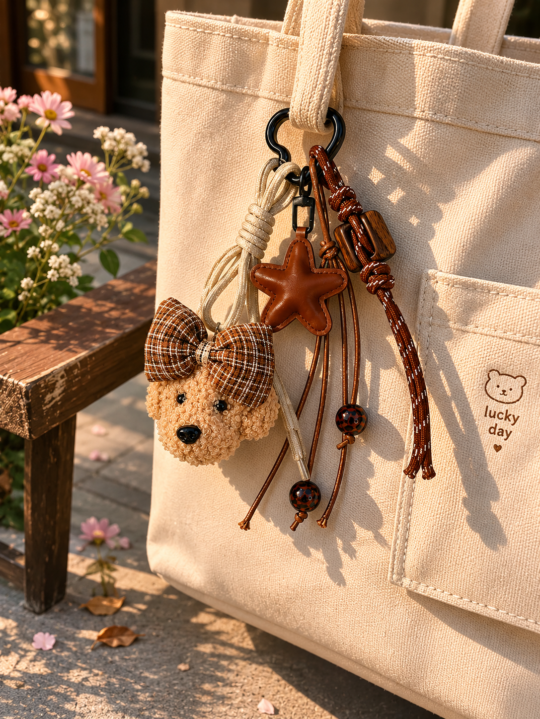 Cozy Teddy Bear Puppy Bag Charm/Keychain