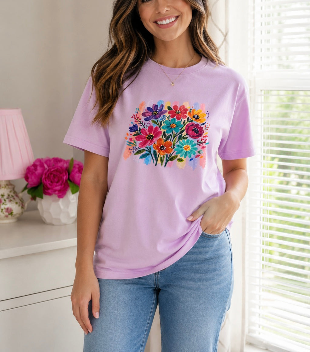 Spring Flowers T - Shirt in Lavender