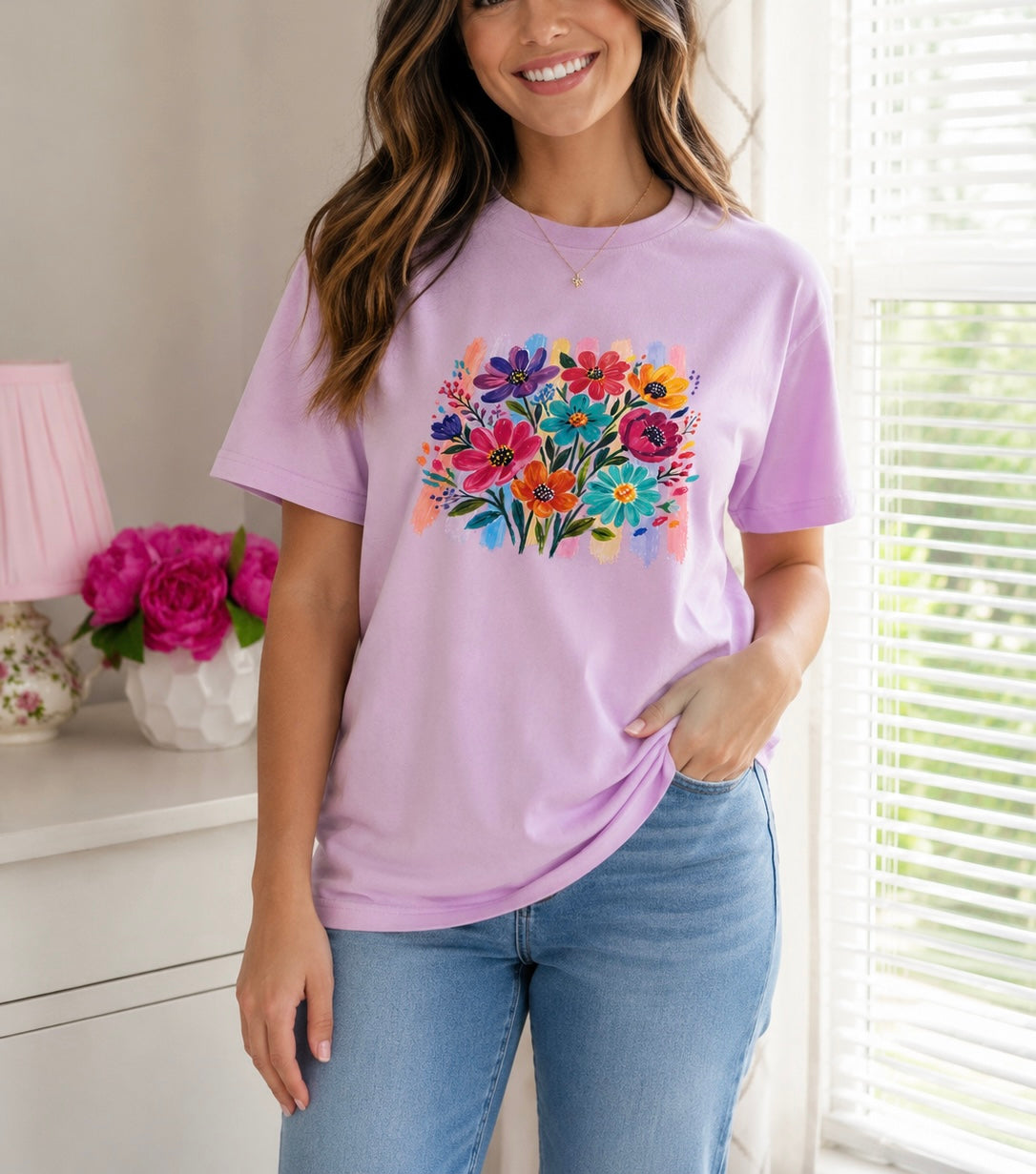 Spring Flowers T - Shirt in Lavender