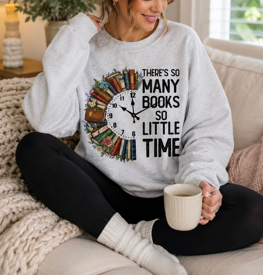 There’s So Many Books Crewneck in Ash Gray
