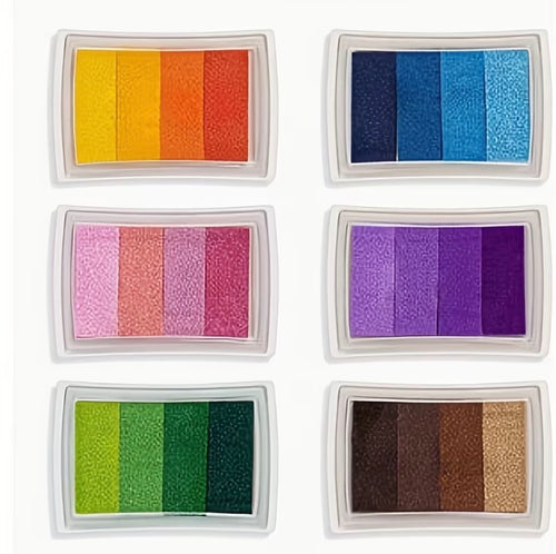 6 Packs - 24 Colours Ink Pads, Non-Toxic Rainbow Stamp Pad, Fingerprint Ink Pads for Stamping Card Making, Craft Stamp for Imagination, Scrapbooking, Card Making, Art, Craft.