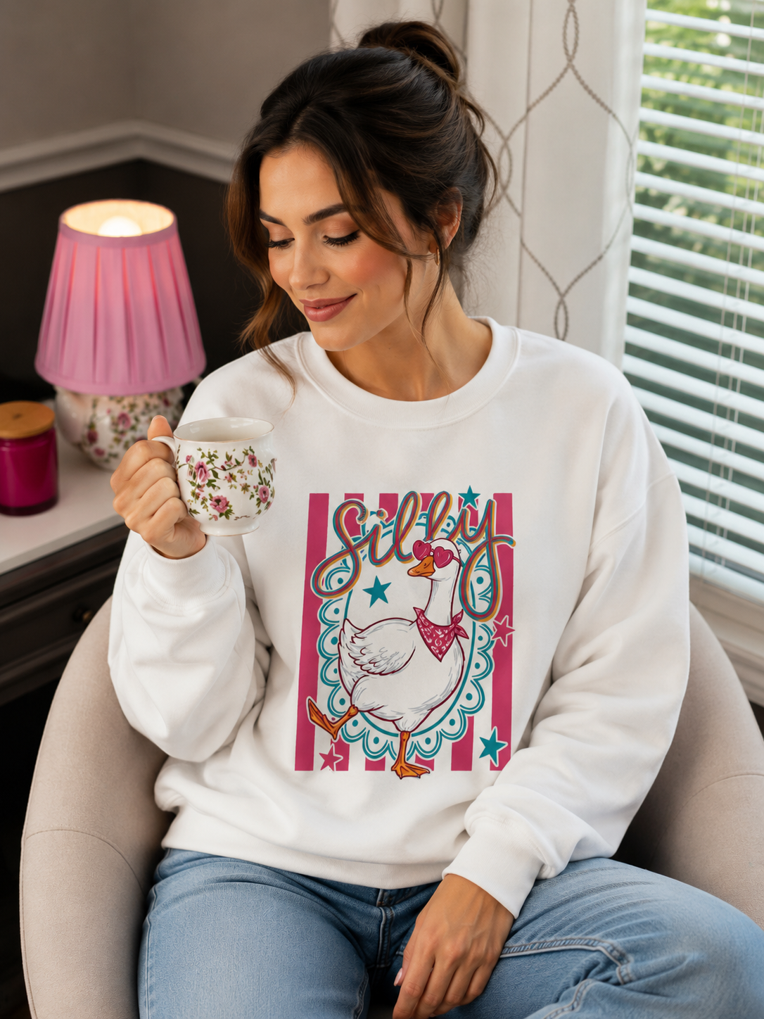 Silly Goose Crewneck in White