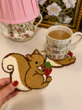 Autumn Season Squirrel Mug Rug Coaster