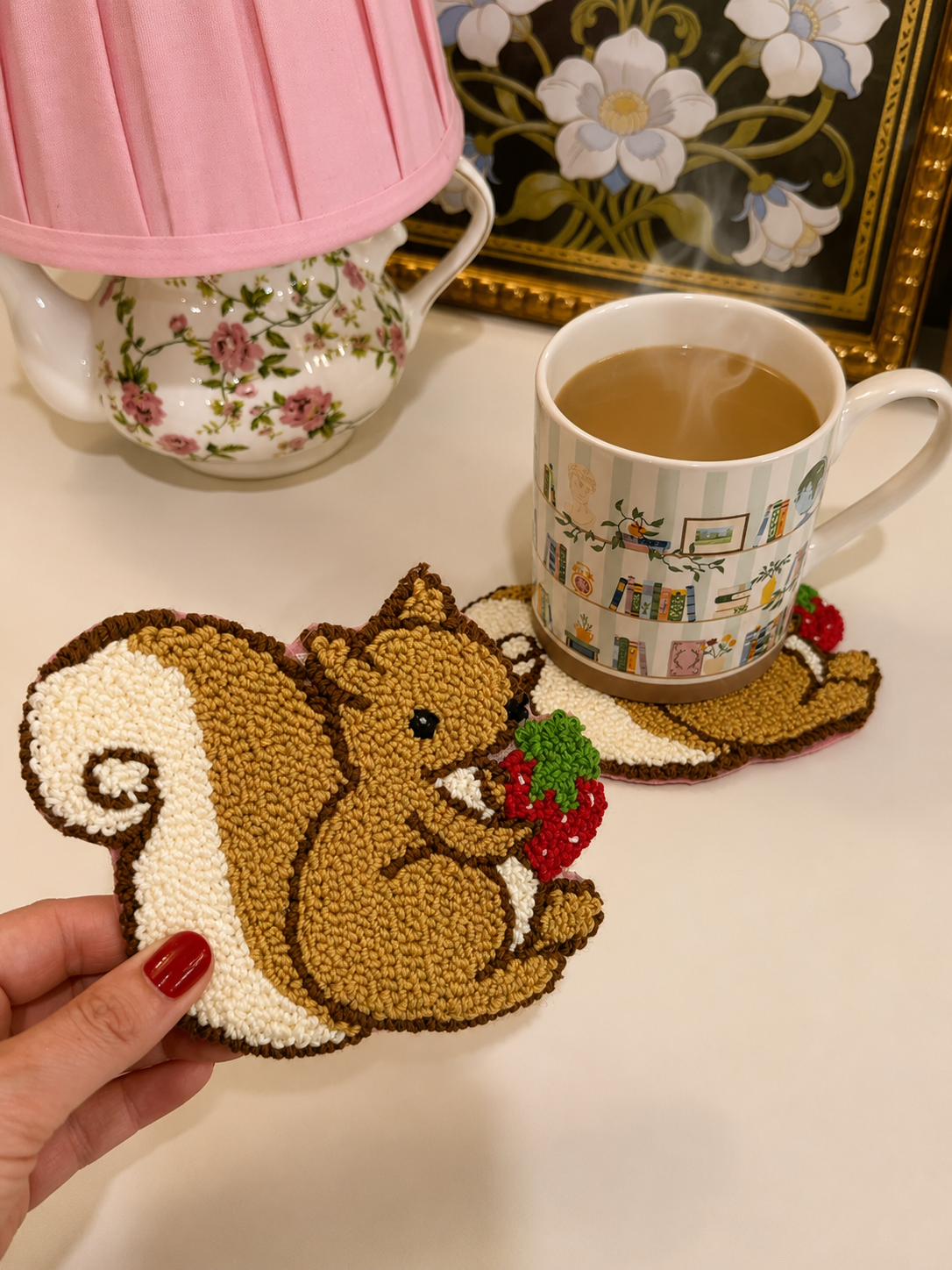 Autumn Season Squirrel Mug Rug Coaster