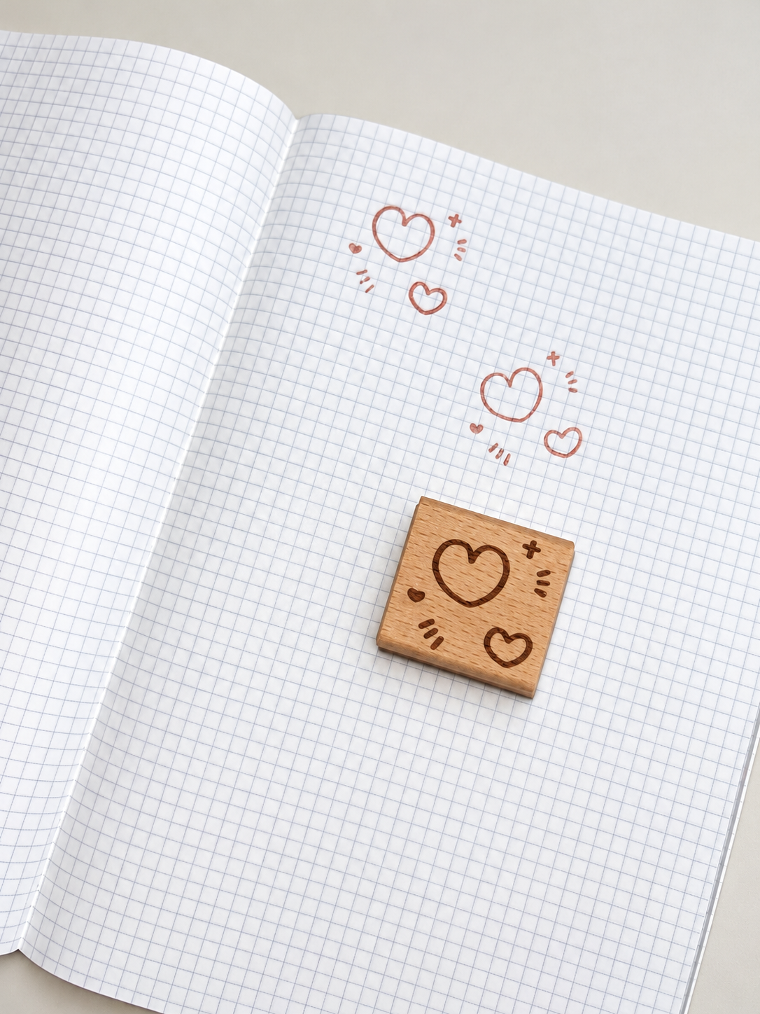 Cute Hearts Wooden Stamp