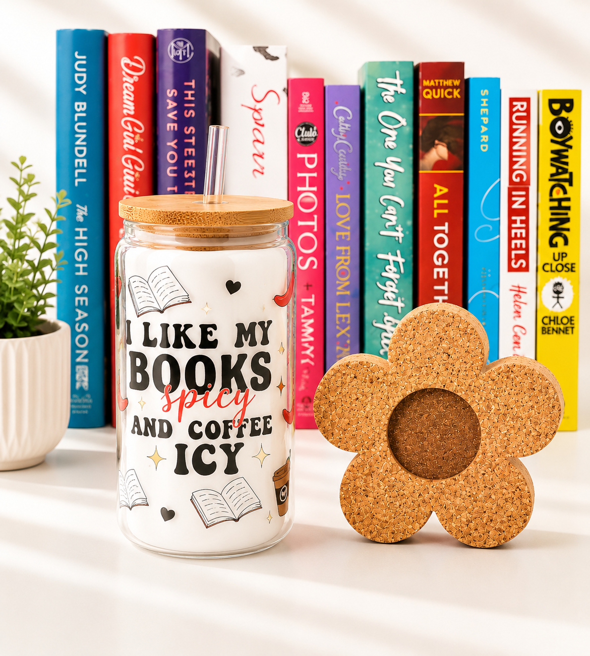 I like My Book Spicy 16oz Bamboo Lid Glass Cup