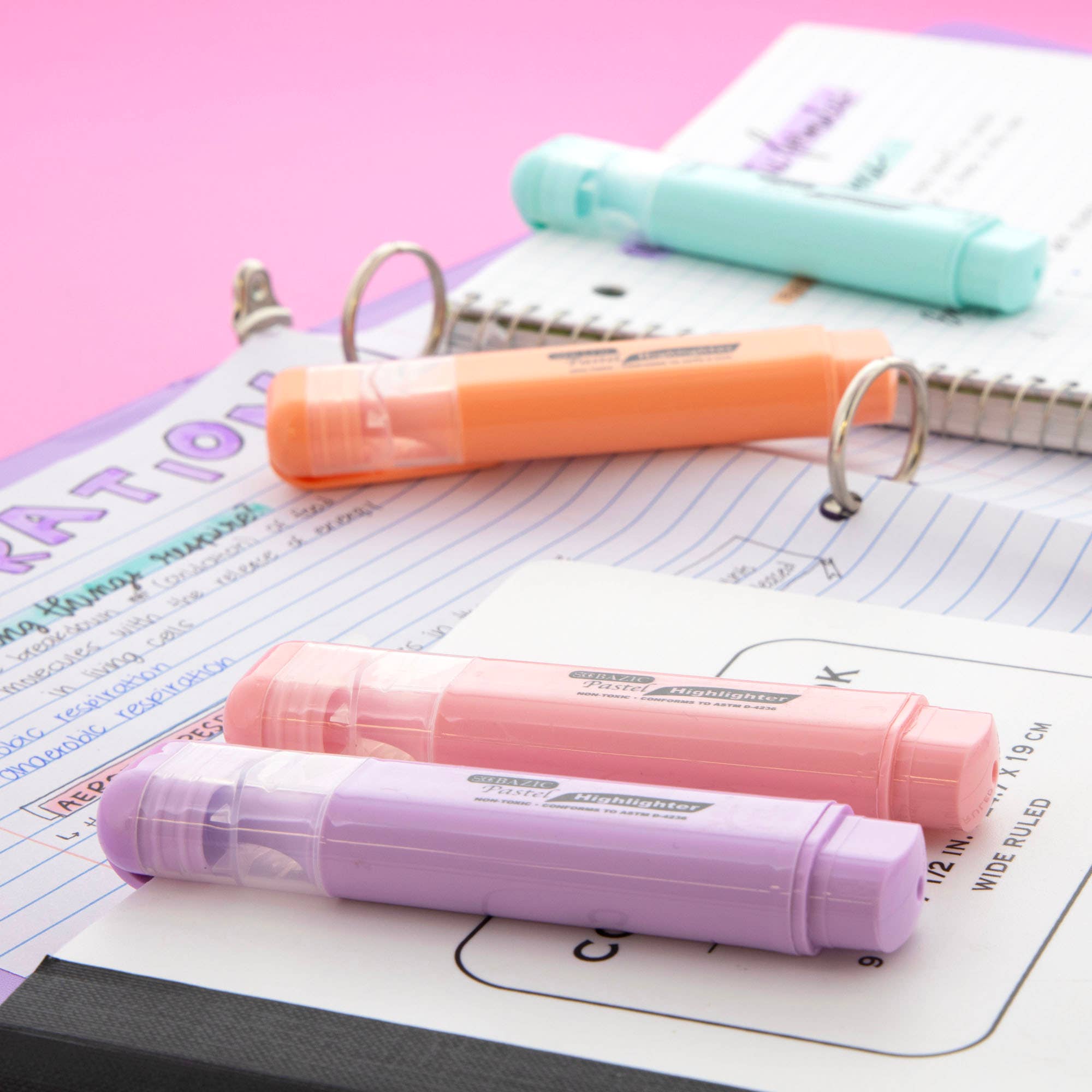 Pastel Highlighters w/ Pocket Clip (4/Pack)