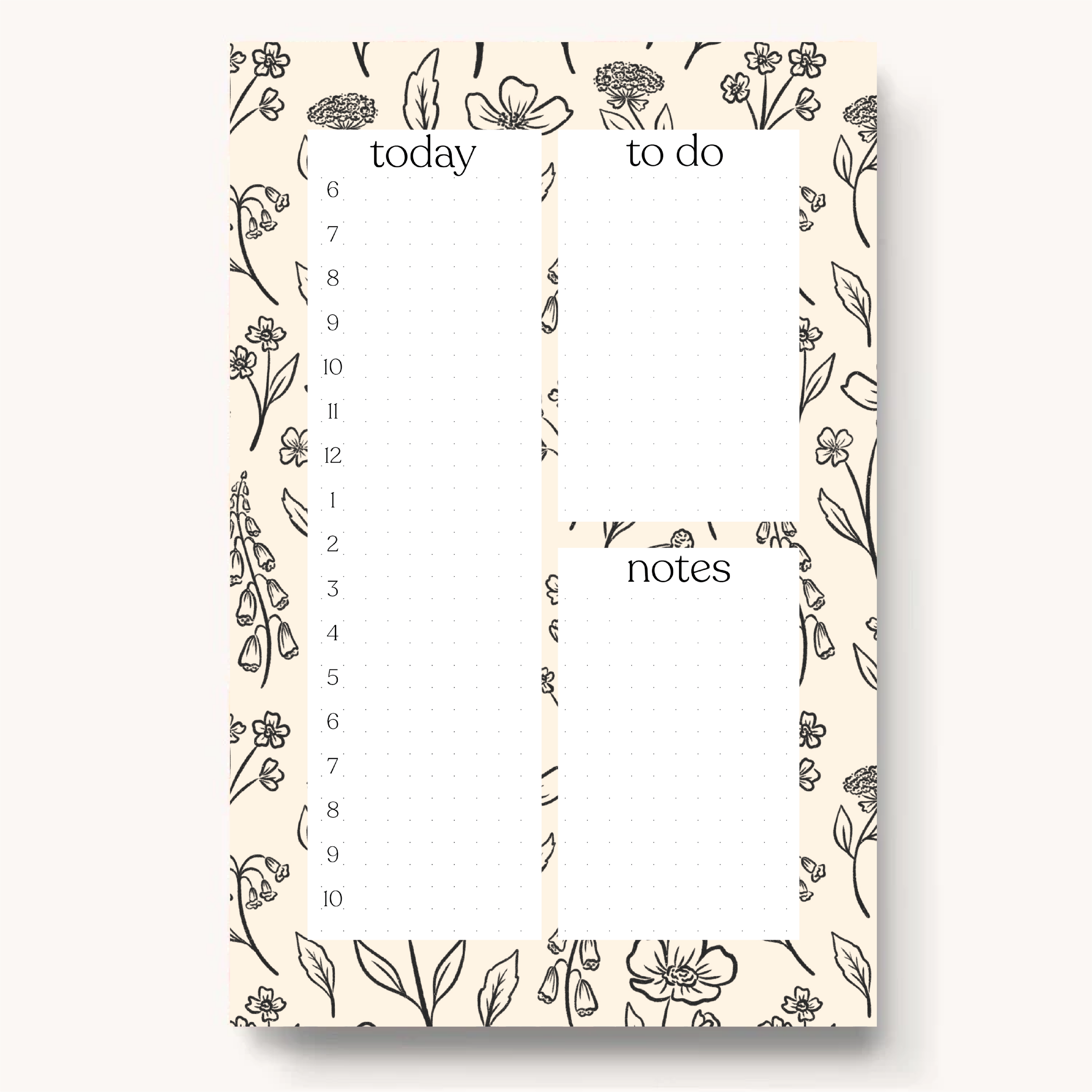 Floral Daily Planner Notepad: Pressed Floral