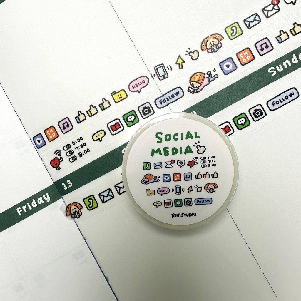 Social Media mini Washi Tape - on my phoe decoration tape RiN! Studio