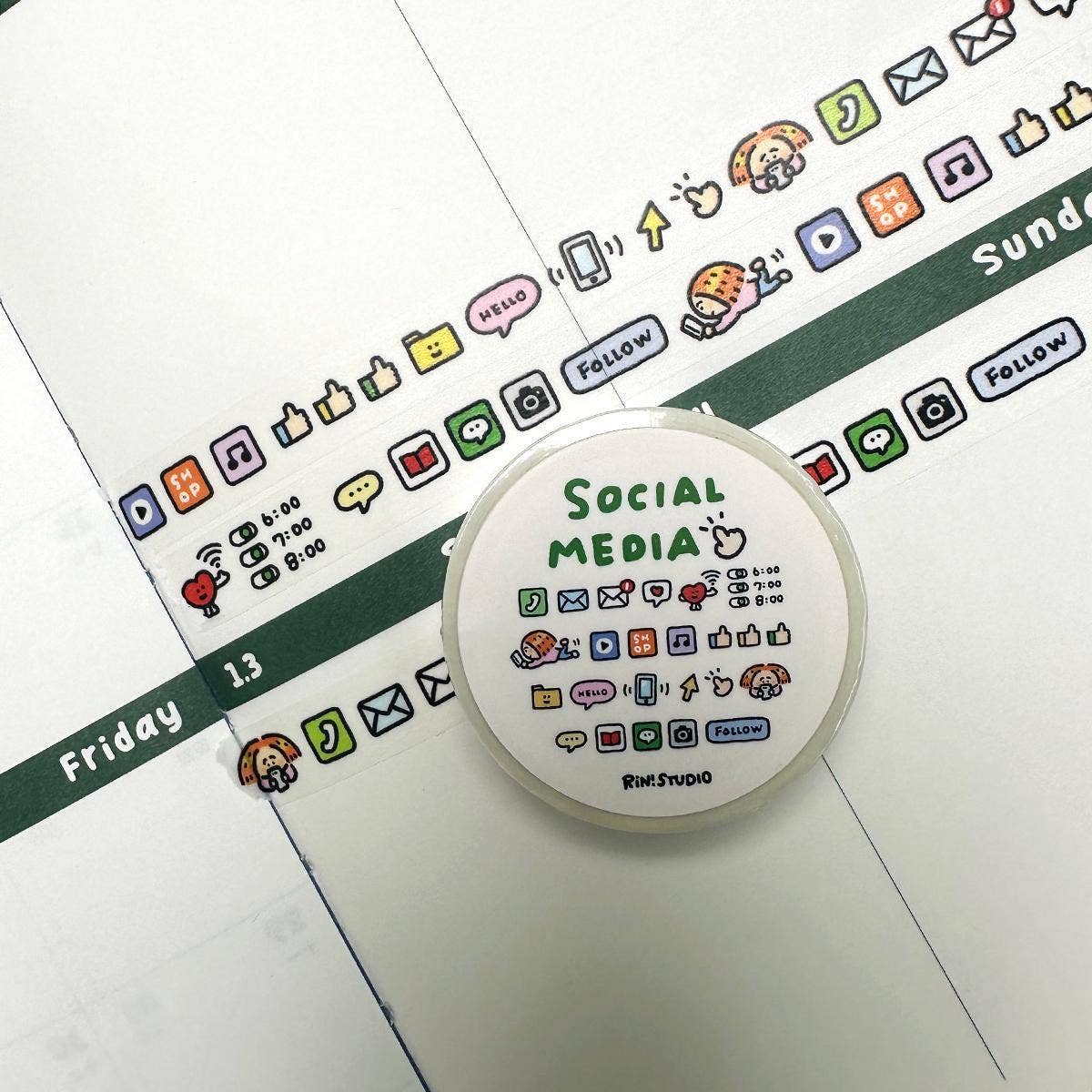 Social Media mini Washi Tape - on my phoe decoration tape RiN! Studio