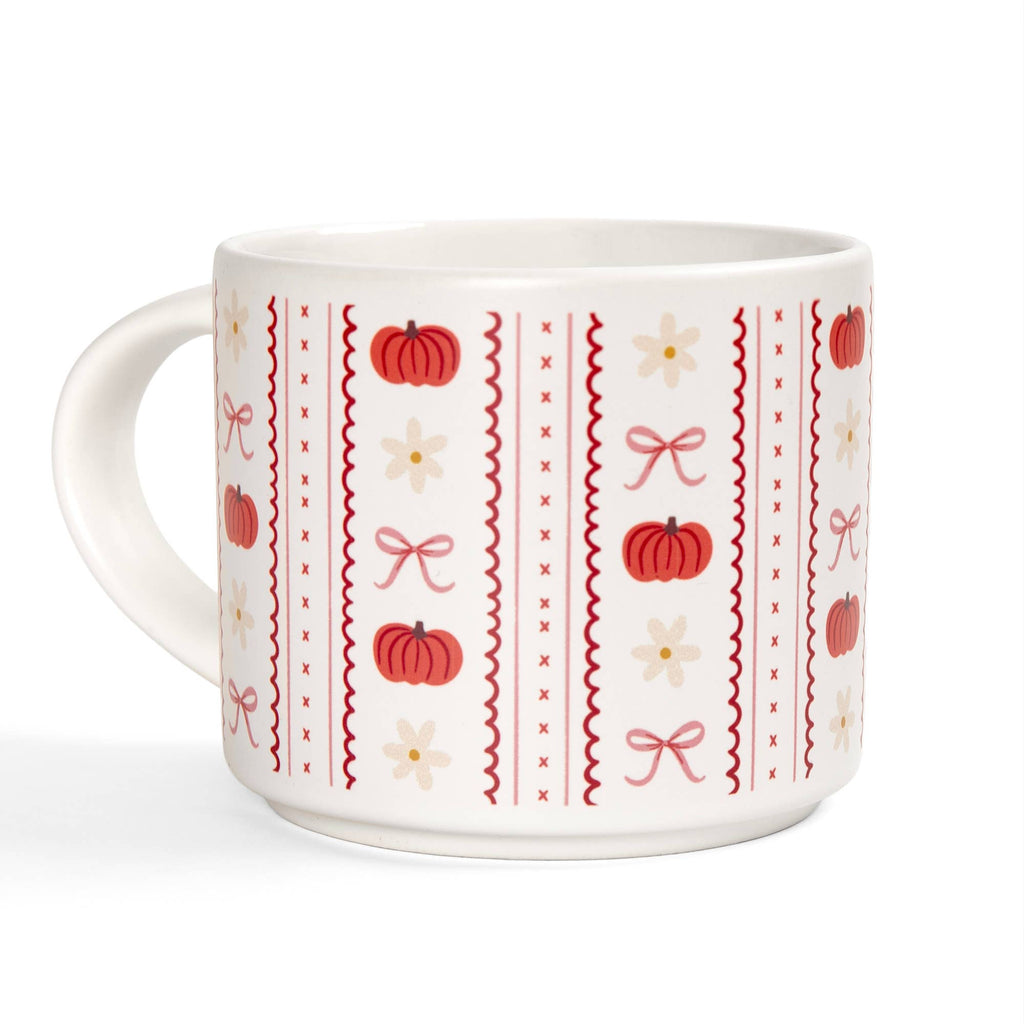 Pumpkins, Bows & Florals Fall Large Ceramic Coffee Mug
