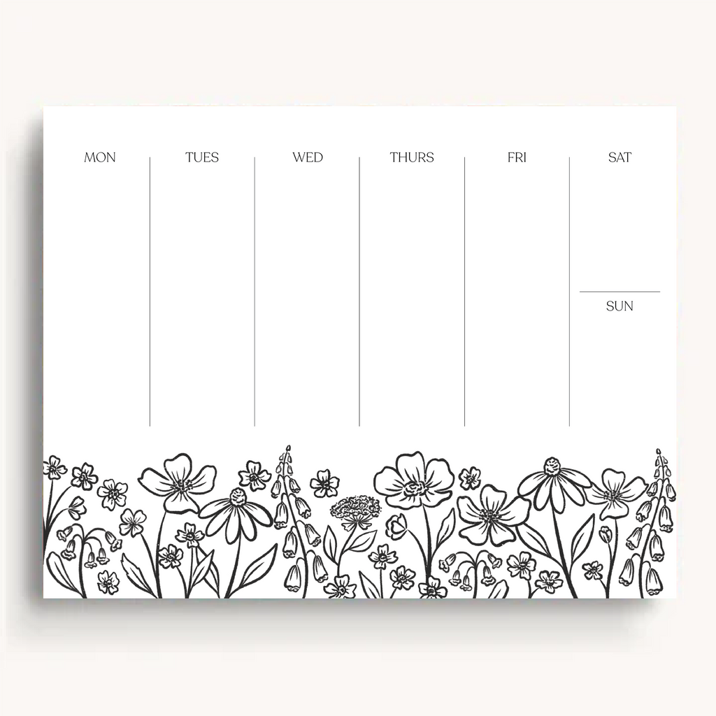 Floral Weekly Planner Notepad: Pressed Floral