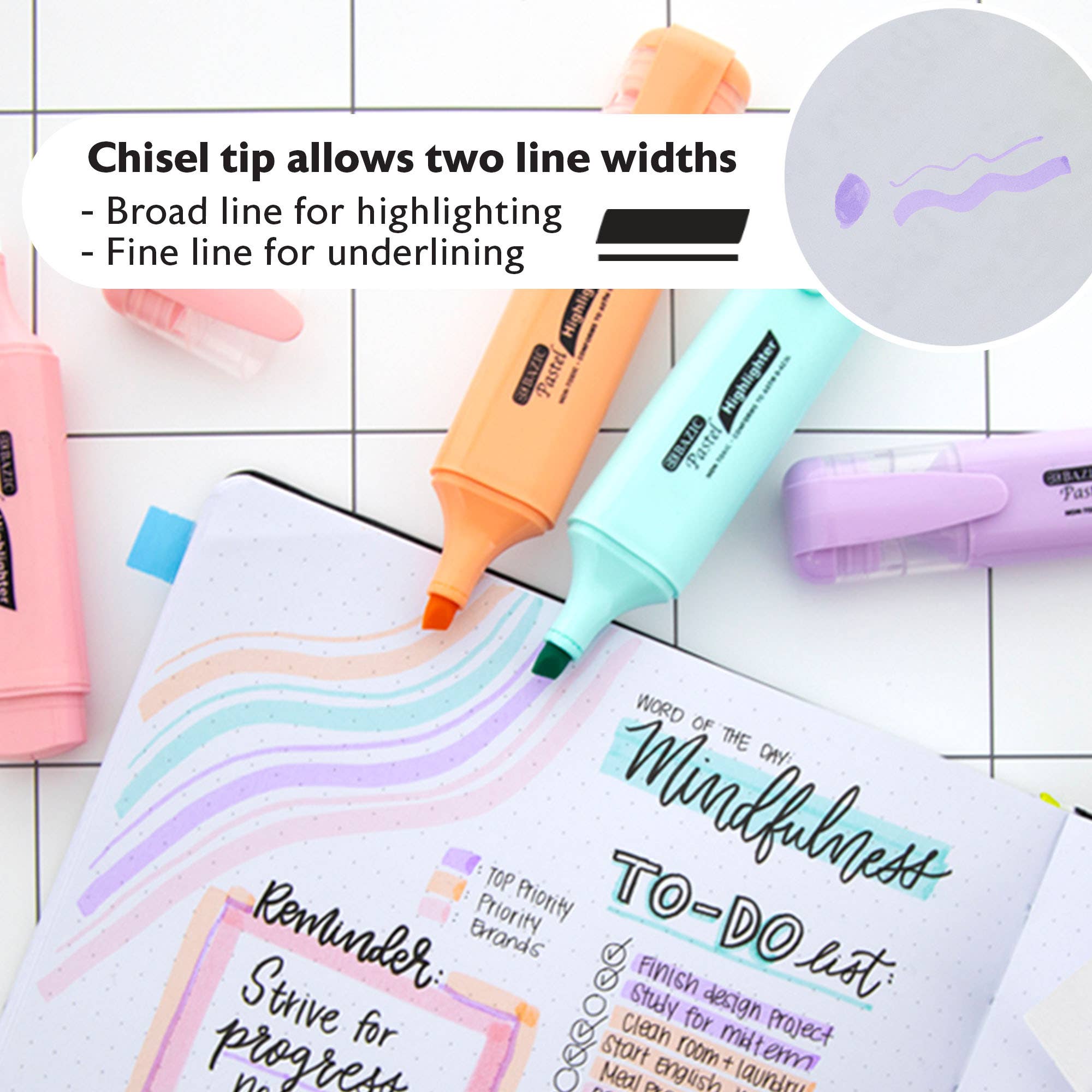 Pastel Highlighters w/ Pocket Clip (4/Pack)