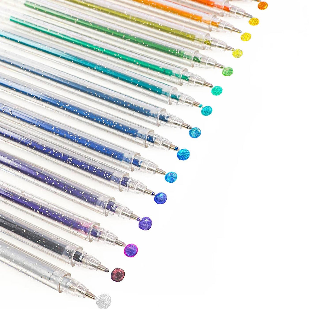 Capped Iridescent Glitter Gel Ink Pen Set Of 18