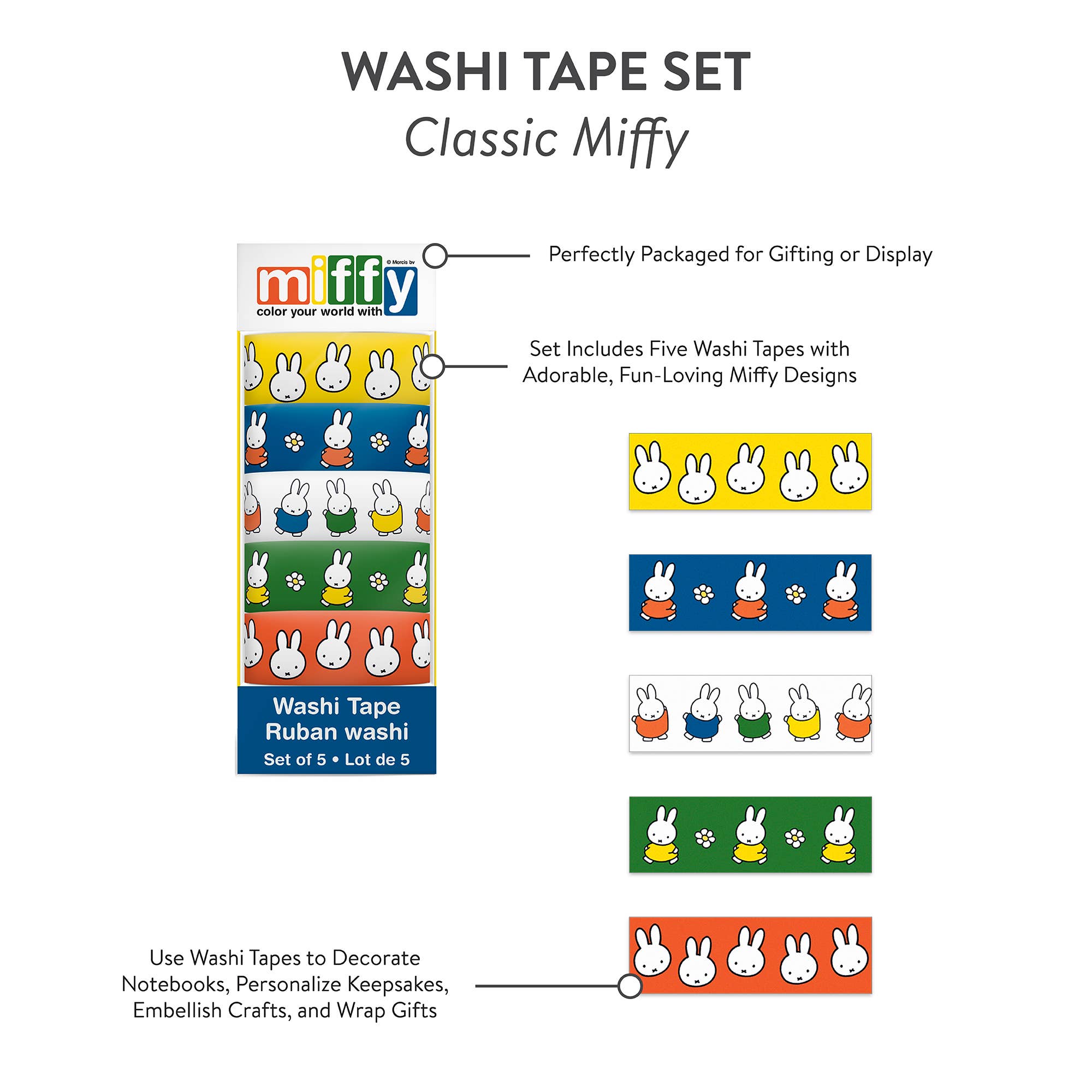 Washi Tape Set Classic Miffy Set of 5