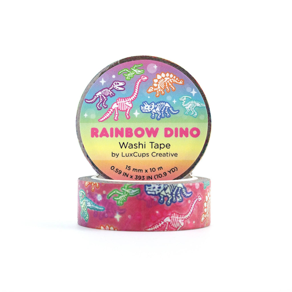 Rainbow Dino Washi Tape - Stationery | Decorative | Low-Tack