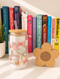 Coffee & Book Lover 16oz Bamboo Lid Glass Cup