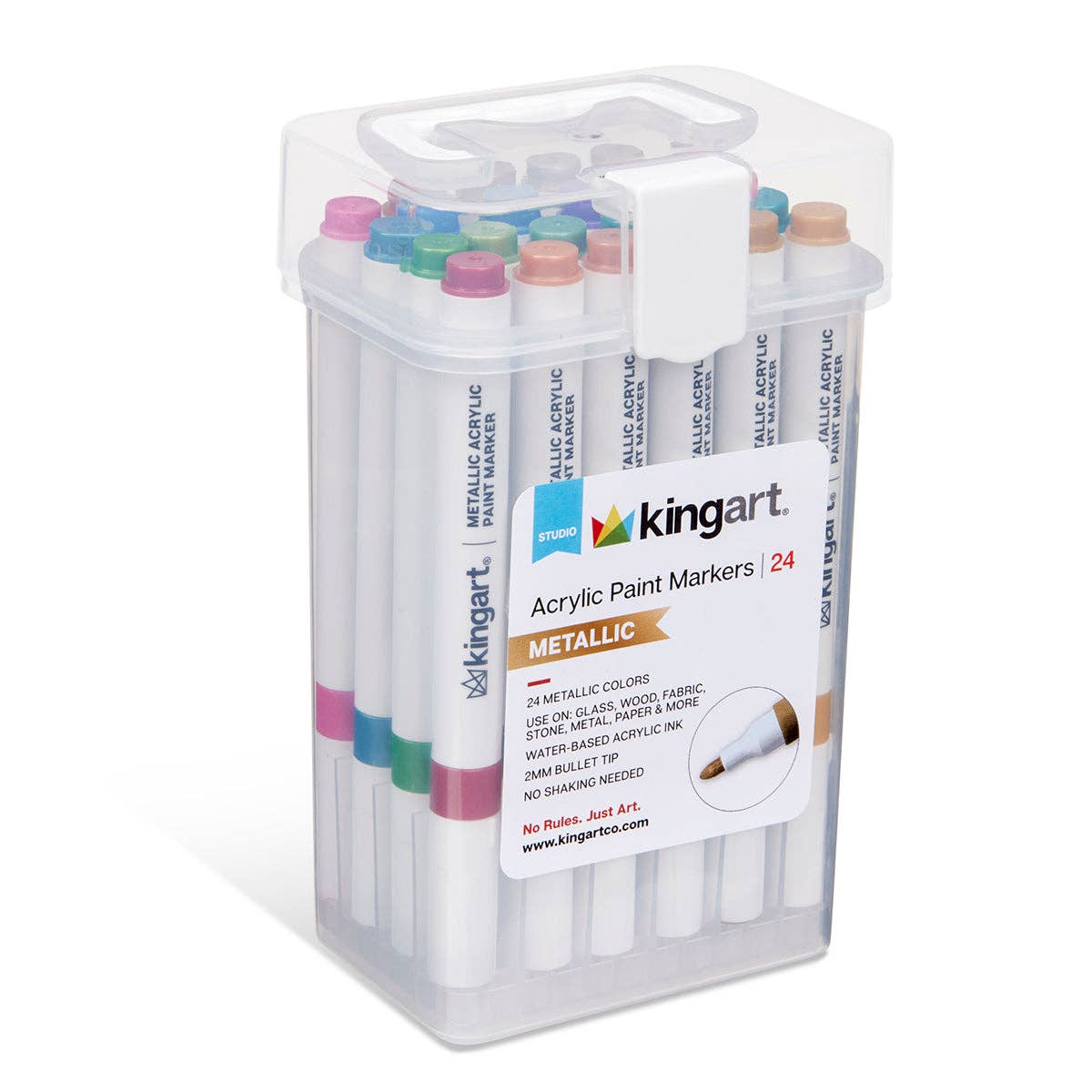 Acrylic Paint Markers Set – 24 Metallic Colors, 2mm Bullet Tip, Water-Based, Multi-Surface