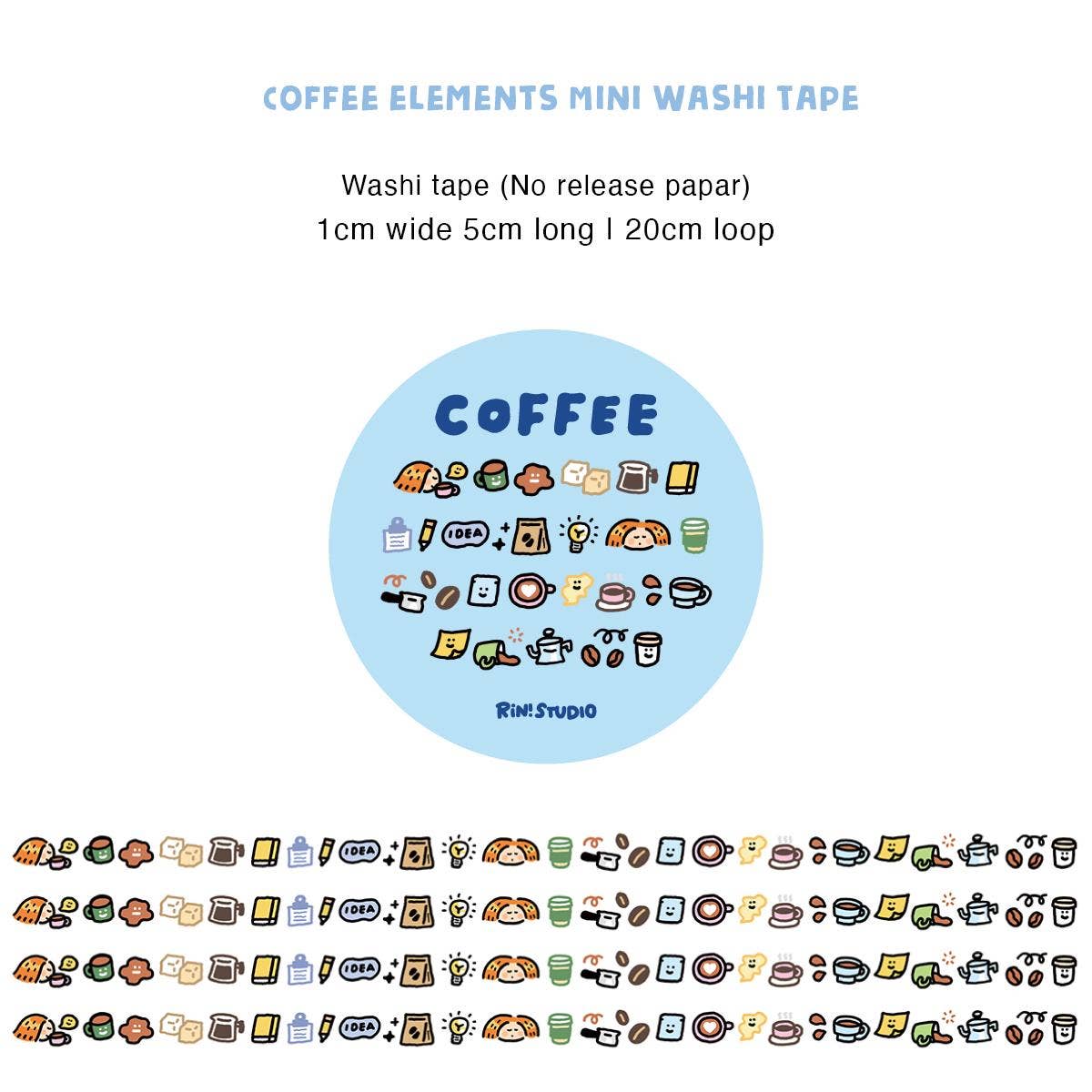 Kawaii Coffee Washi Tape: Mini Emoji Stickers, Scrapbooking Craft Tape