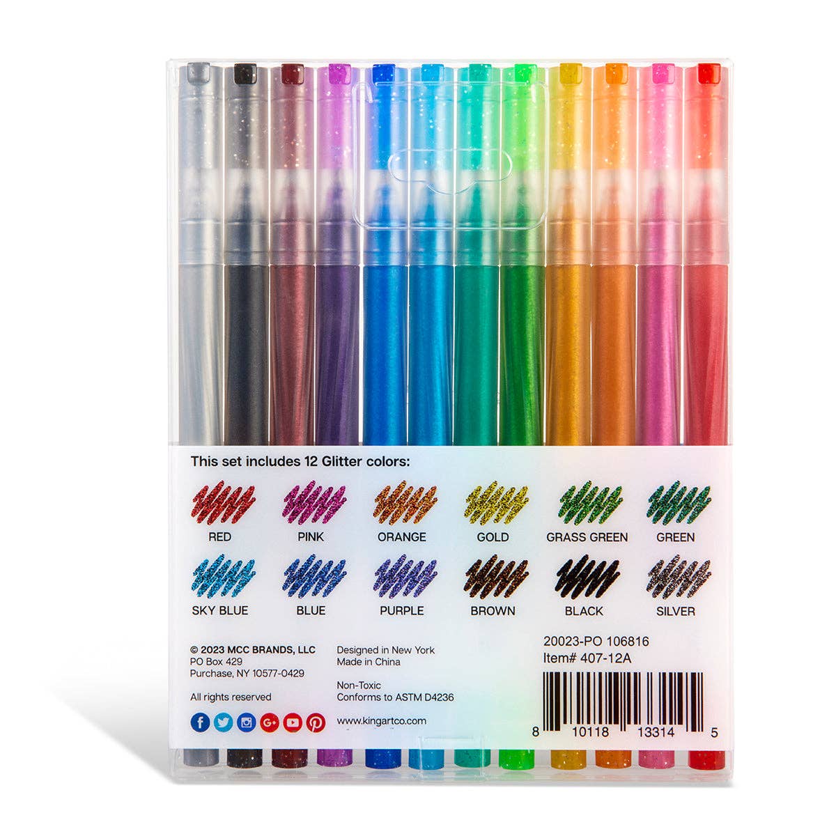 Gel Pens - 12 Glitter Colors