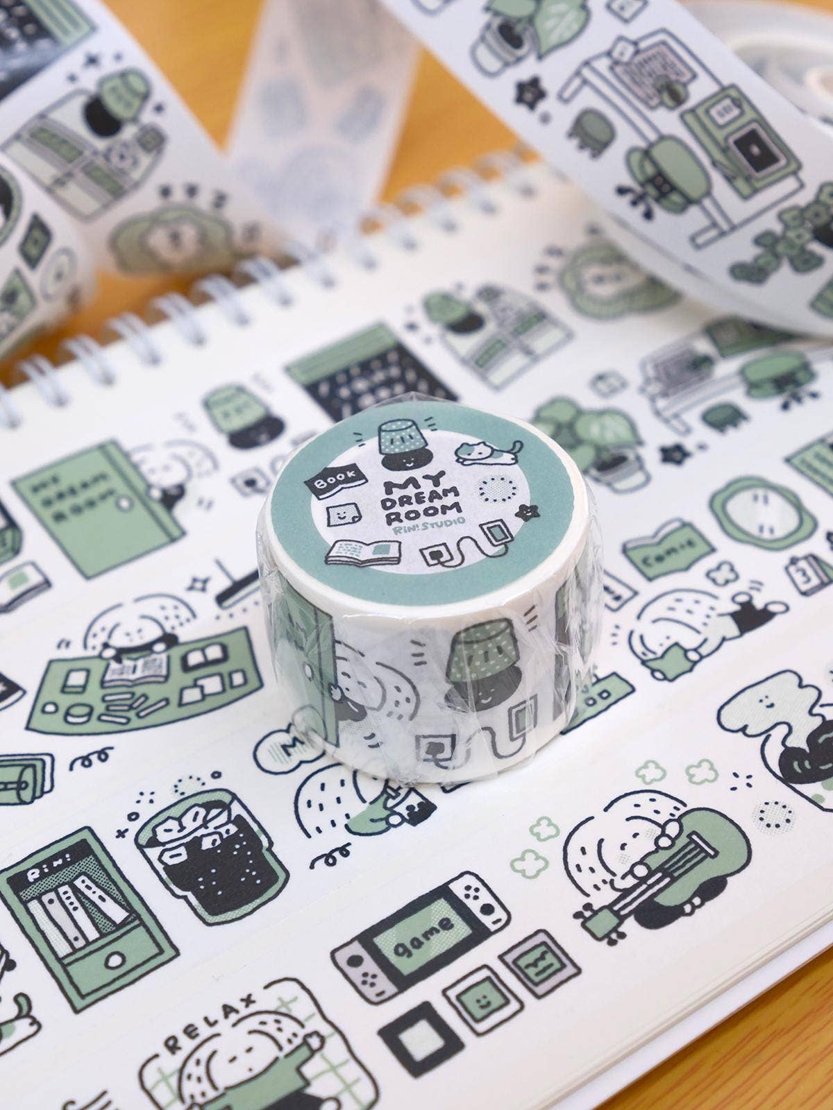 Kawaii Large Washi Tape Roll: Single Color, My dream room 3D Sticker, Scene sticker