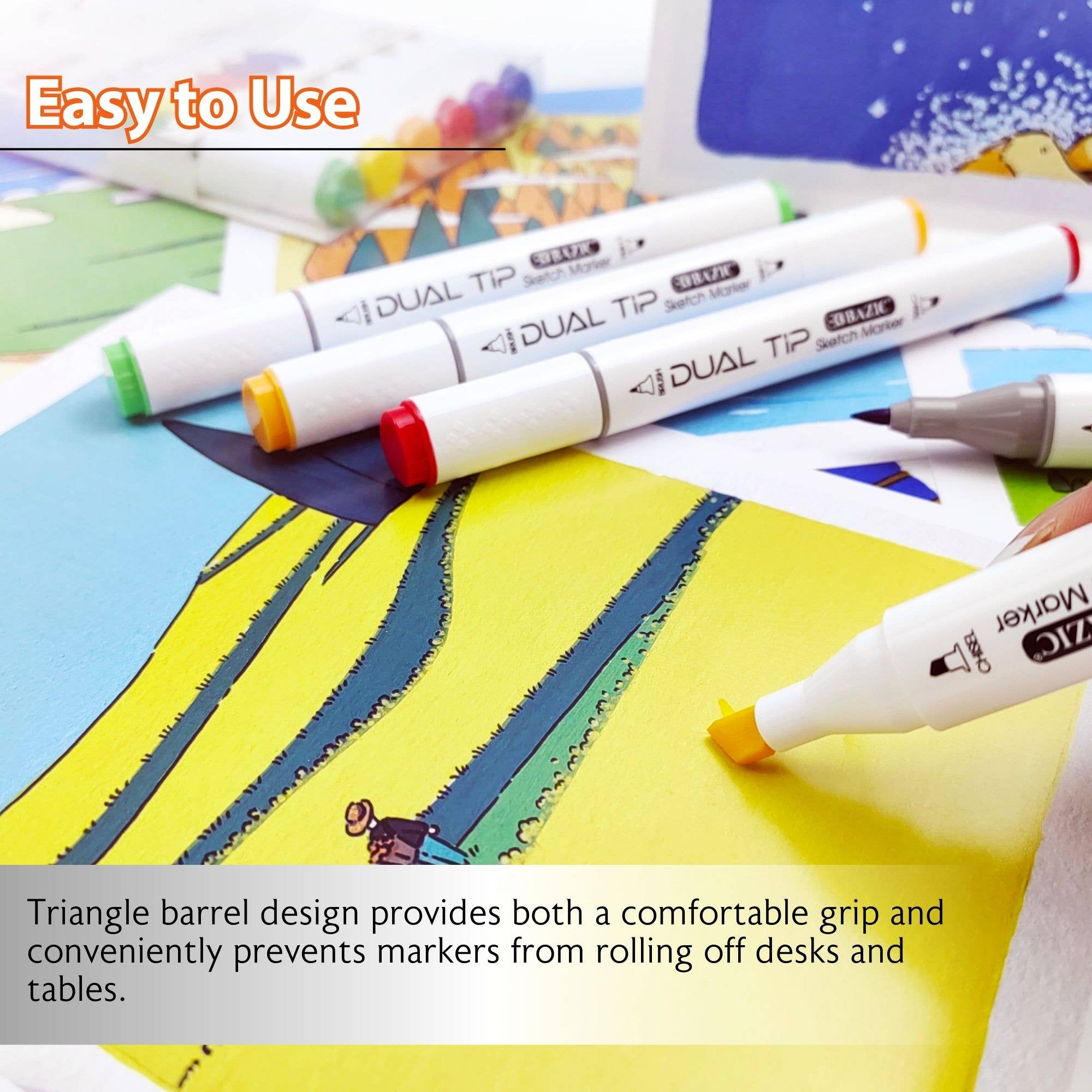 Dual Tip Alcohol-Based Markers 6 Pastel Colors