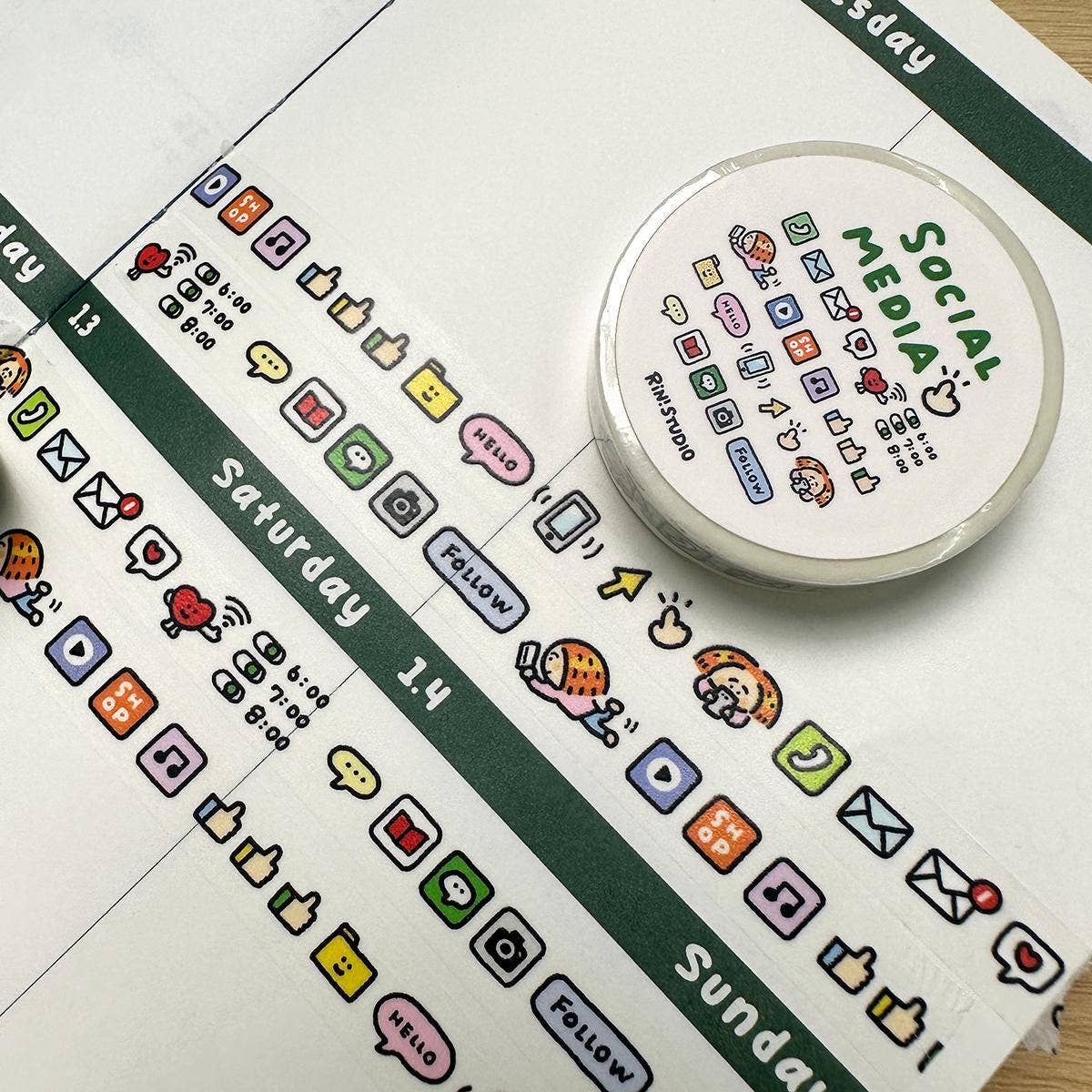 Social Media mini Washi Tape - on my phoe decoration tape RiN! Studio