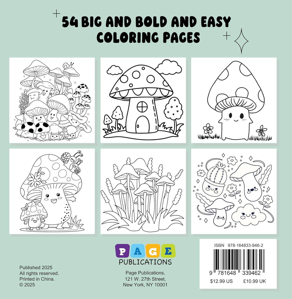 Mushrooms: Bold and Easy Coloring Book