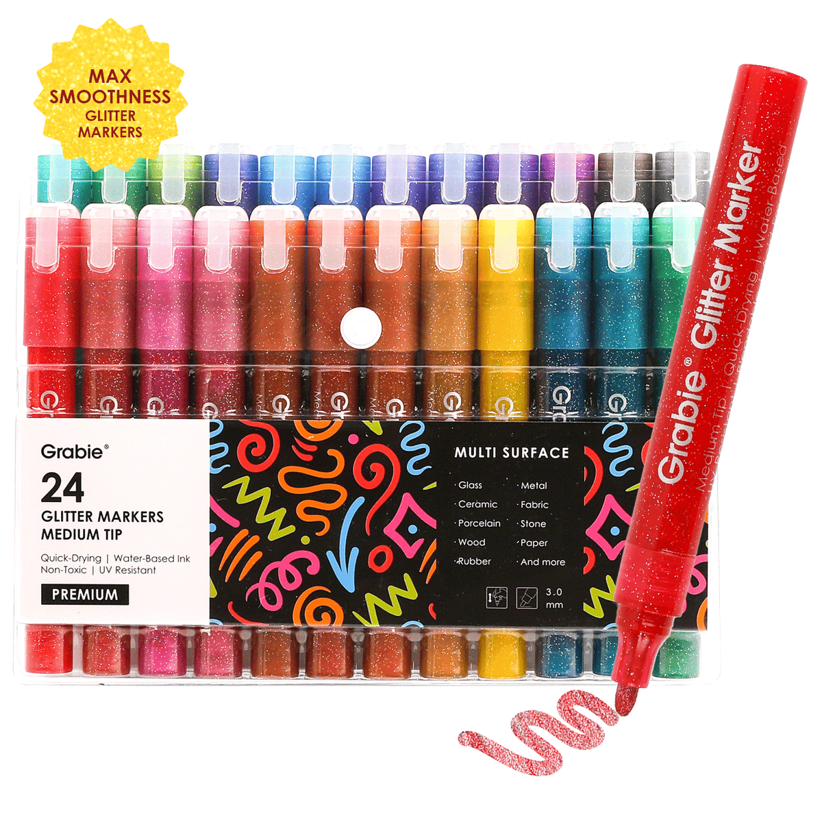 Medium Tip Iridescent Glitter Acrylic Paint Marker Set Of 24