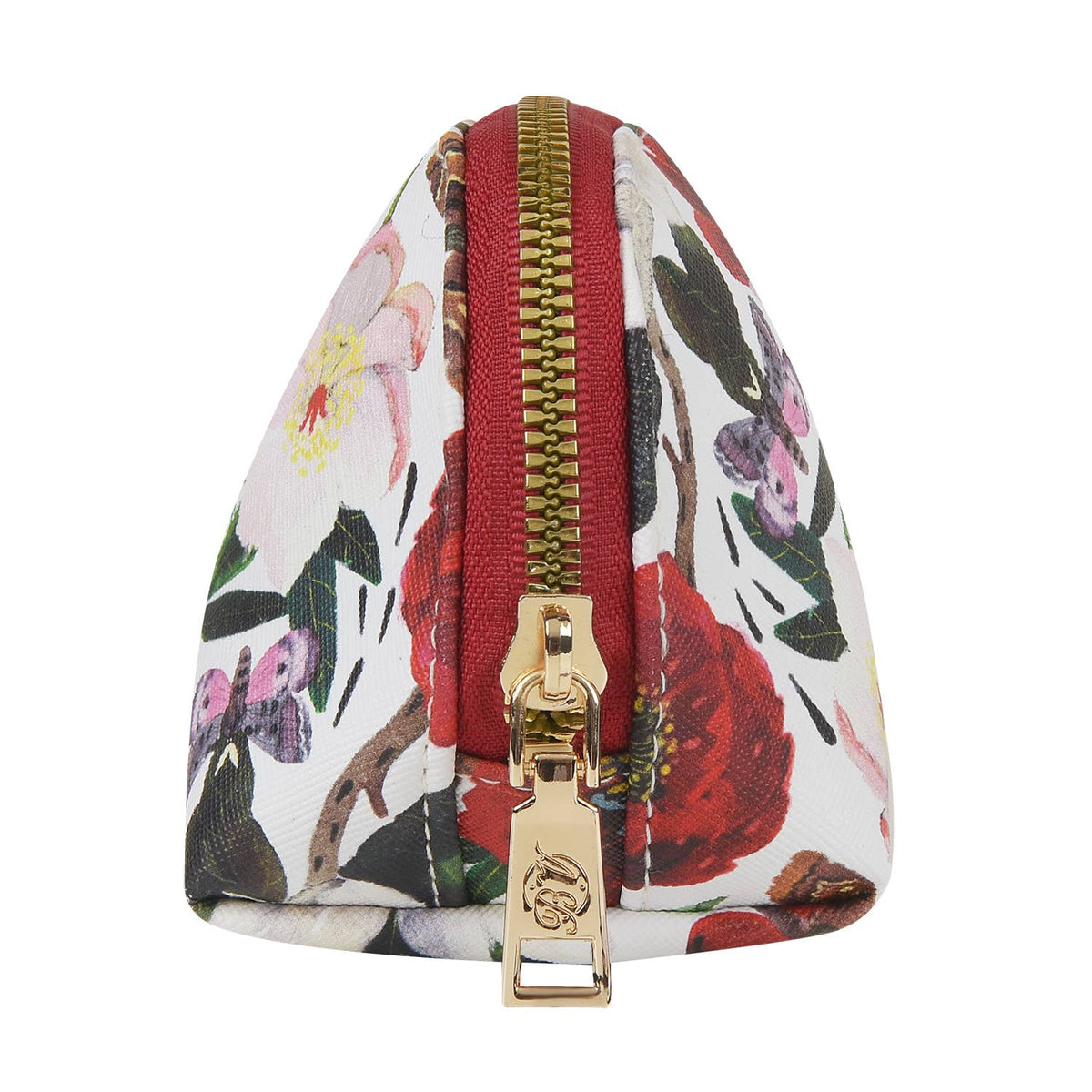 Vegan Leather Zip Pouch - Peonies