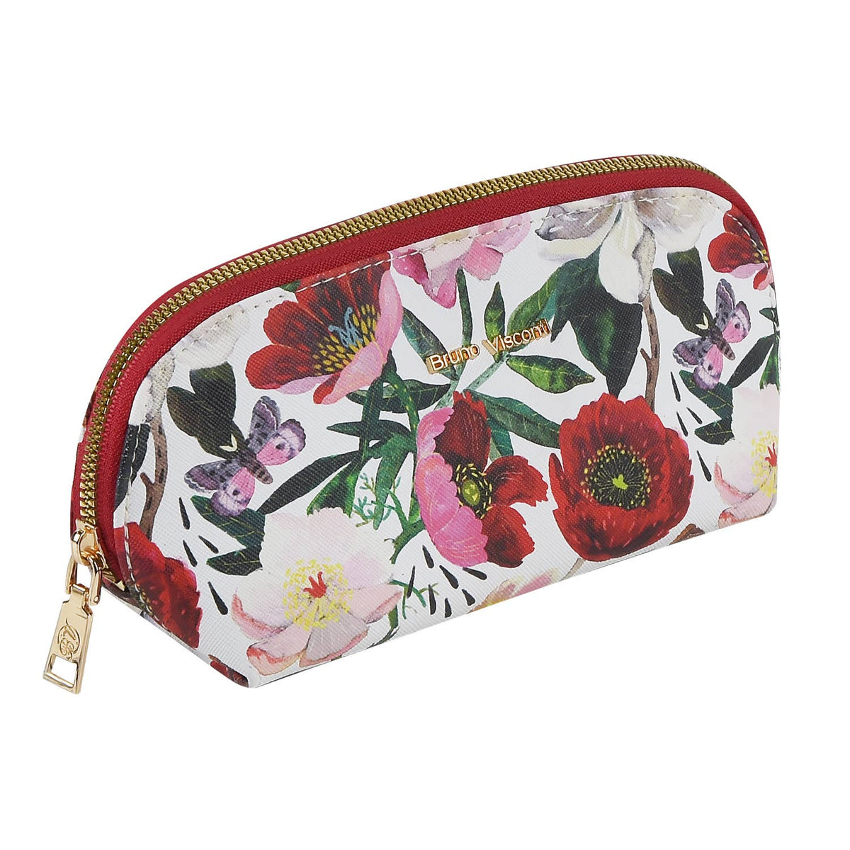 Vegan Leather Zip Pouch - Peonies