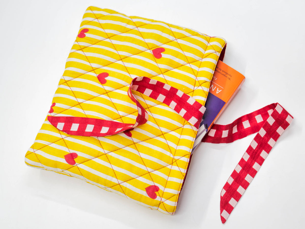 Book Cover | Quilted Book Sleeve | Cotton Book Cover